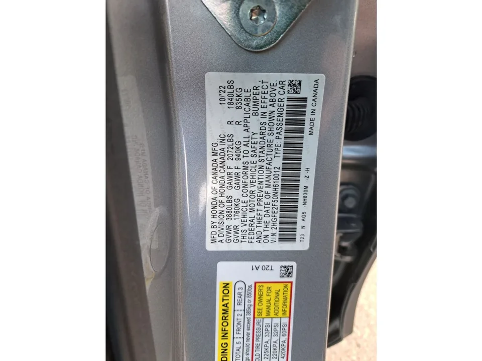 Honda Civic EX 4dr Sedan CVT 2022 — миниатюра 4